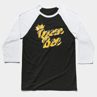 Queen Bee in striped Letters, Moms Queen Bee Baseball T-Shirt